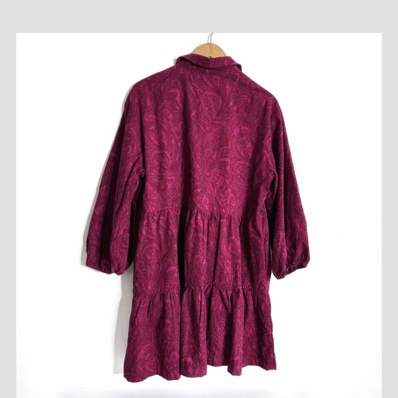 NEW Anthropologie Maeve Bettina Tiered Shirt Dress Brushed Corduroy Button Front - Picture 5 of 16